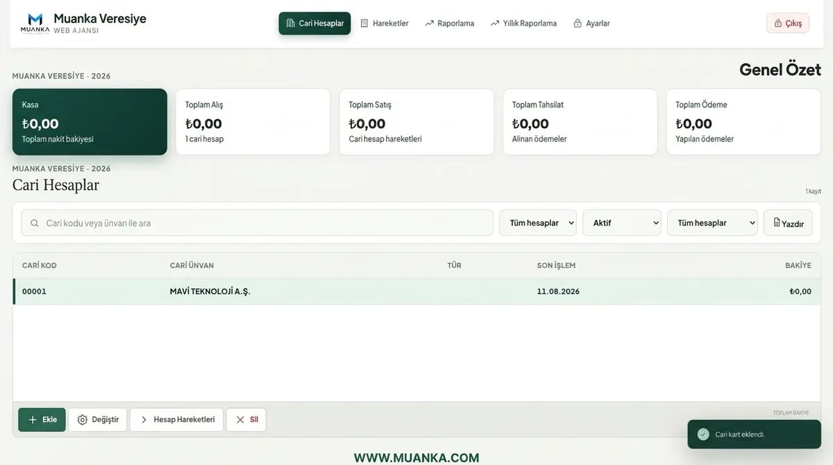 KOBİ ve Esnaflar İçin Veresiye ve Cari Hesap Takip Programı Rehberi 2026